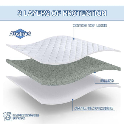 Abstract Waterproof Crib Mattress Protector - Quilted, Fitted Cover for Toddler Bed - Breathable Crib Mattress Pad (photo 3)