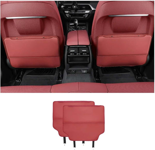 Lhskdjq Car Kick Mats For Kia Ev6 2022-2026, Red Leather Seat Back Protector