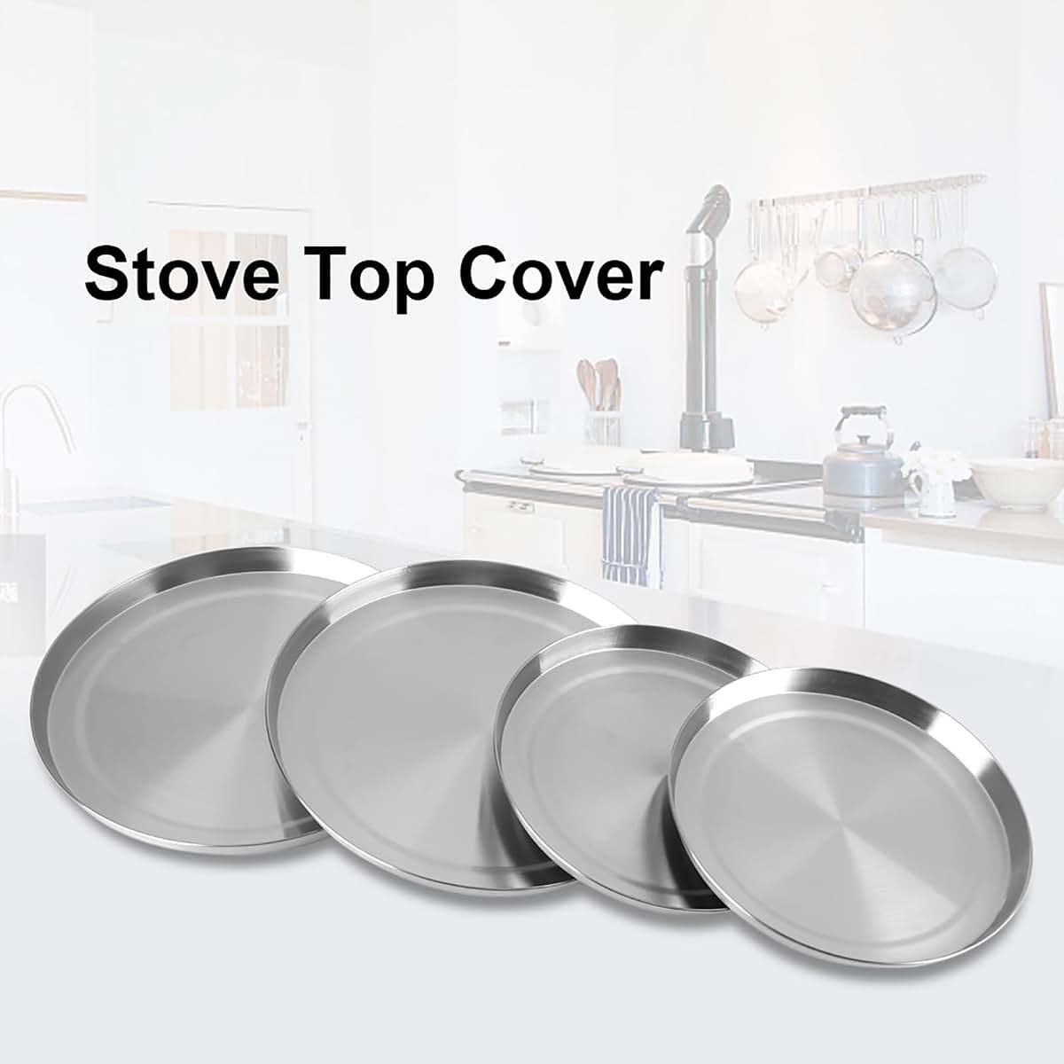 Purokise Stainless Steel Stove Burner Covers - 4 Piece Set