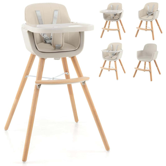 Nightcore 3-in-1 Convertible Baby High Chair, Infant Multi-Purpose Dining Chair with Removable Tray & Adjustable Legs