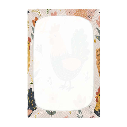 Qilmy Chicken Fitted Crib Sheet for Girls and Boys, Soft Breathable for Standard Crib & Toddler Mattress 27 x 39 in