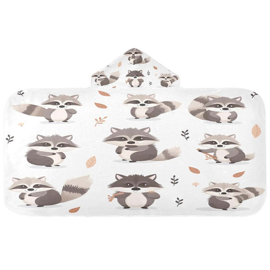 Kigai Cute Raccoon Hooded Baby Towel, 50x23.5 Inch Ultra Soft Absorbent Bath Towel for Newborn Infant Toddler