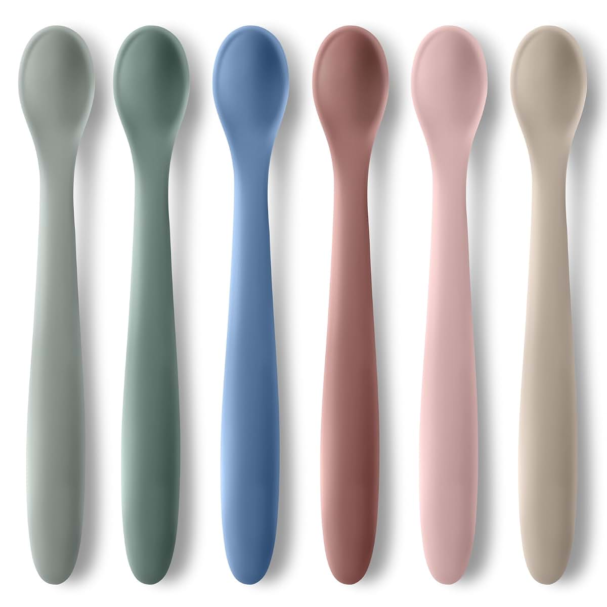 Atueray 6-Piece Silicone Baby Feeding Spoons for First Stage Infant Training