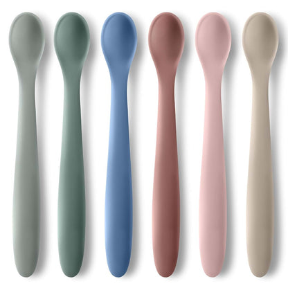Atueray 6-Piece Silicone Baby Feeding Spoons for First Stage Infant Training