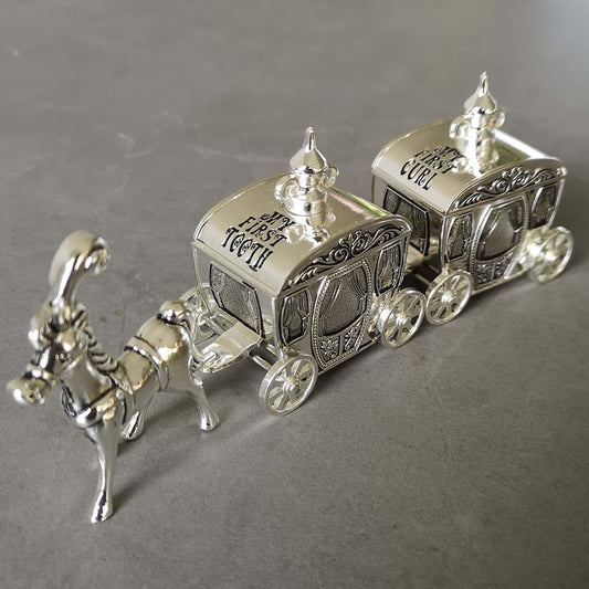 Unisaches Silver Plated My First Tooth And Curl Carriage Keepsake