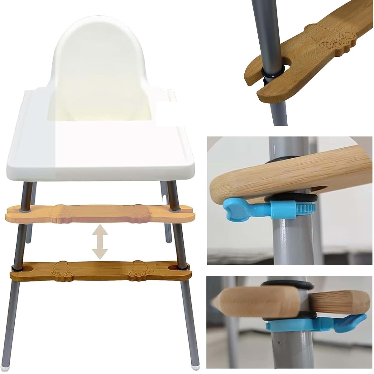 YYRZZ Footrest for Baby Highchair,Adjustable Non-Slip Natural Bamboo Wooden HighChair Footrest,High Chair Foot Rest (photo 2)