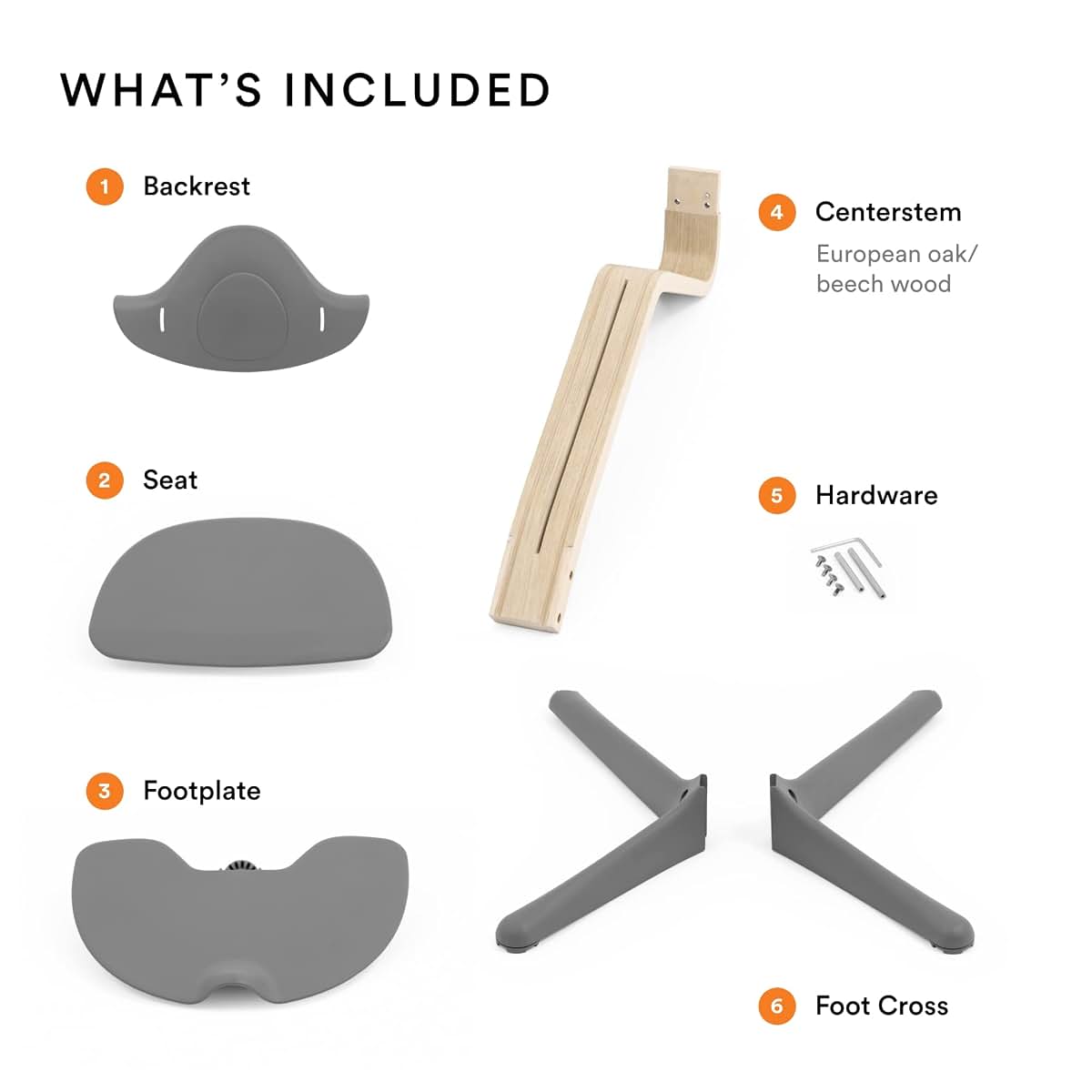Stokke Nomi Chair, Grey - Adjustable High Chair For Active Sitting