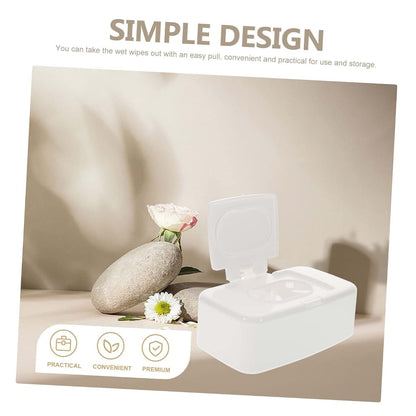 BabyOneStop Button Press Wipe Box Dispenser with Lid, PP White, Portable Wipes Holder