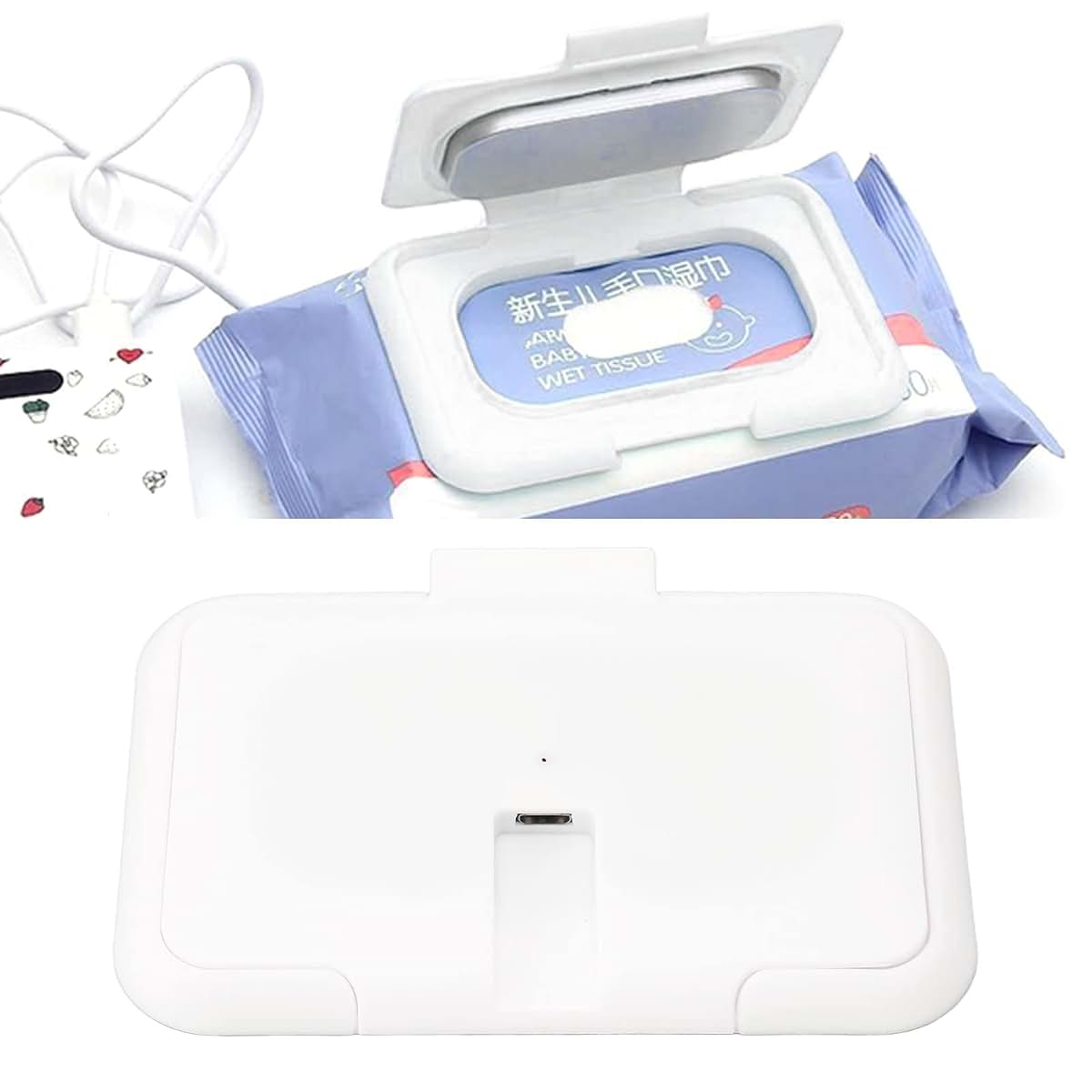 Yosoo Baby Wipe Warmer Case USB Heating, Ultra Thin White Dispenser