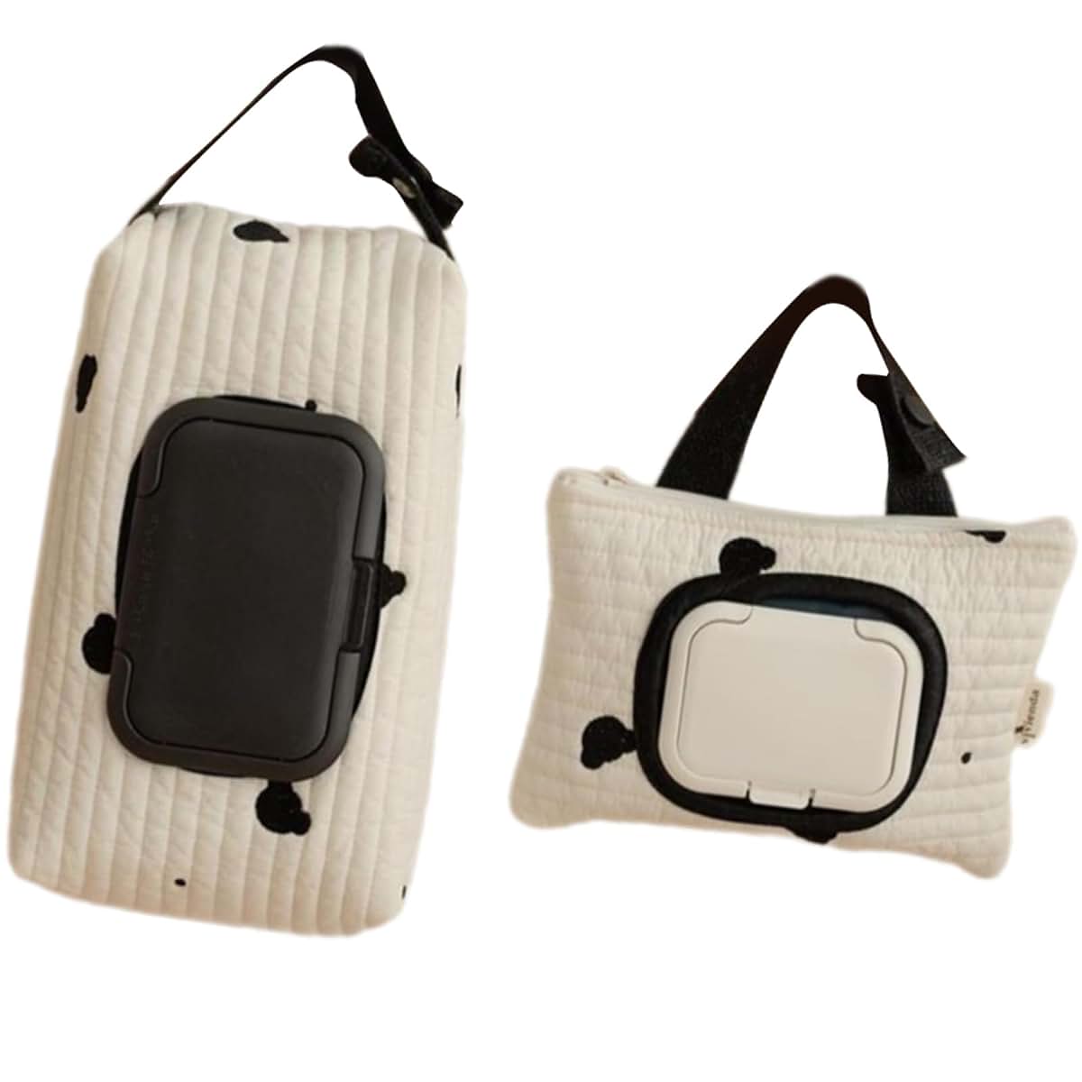 GORBUS Embroidered Bear Wet Wipe Pouches Portable Baby Wipe Holder Embroidery Baby Storage Bag for Travel