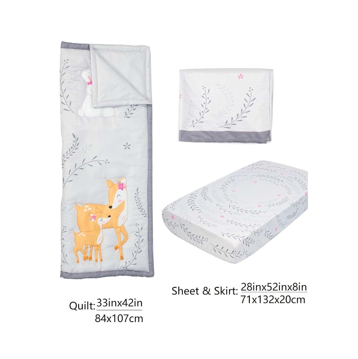 JHLCARPET Safari World Baby Crib Bedding Set, 3pcs