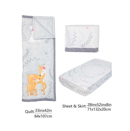 JHLCARPET Safari World Baby Crib Bedding Set, 3pcs