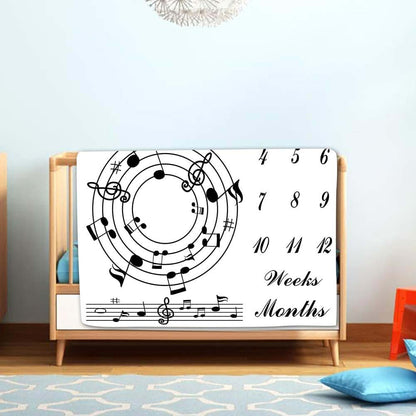 LYLYCTY Music Themed Baby Milestone Blanket 48x40 Inch Polyester Newborn Photo Prop