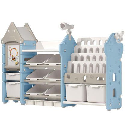 Unicoo Kids Toy Storage Organizer with Bookshelf and 14-Bin Playroom Unit