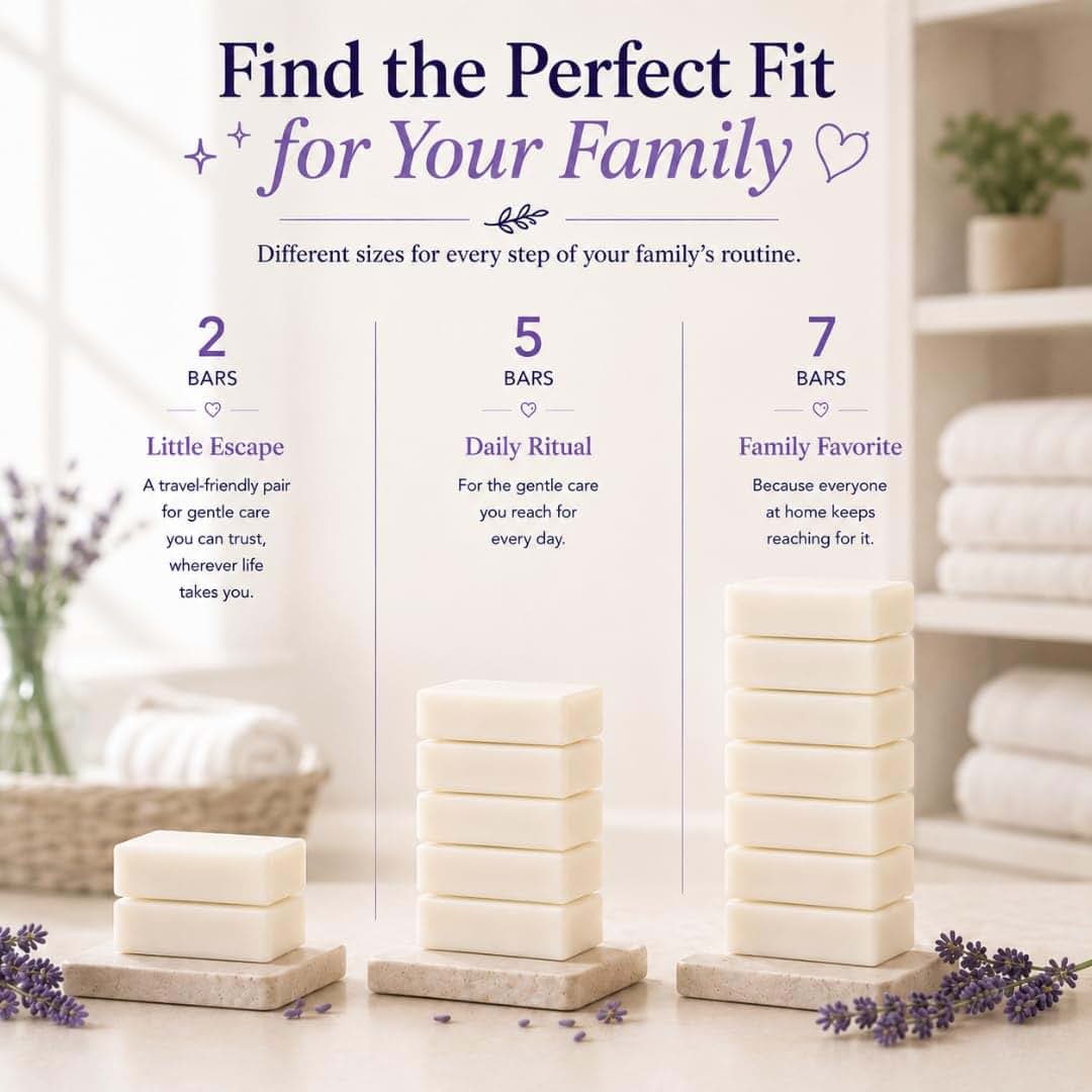 TINOQ Baby Soap Bar for Sensitive Skin with Lavender Scent | 5-Bar Pack