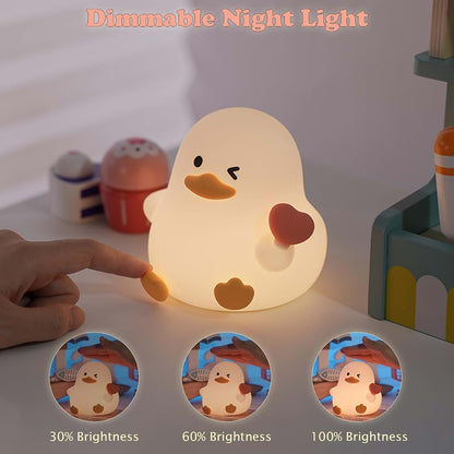 Love Duck Silicone Night Light for Kids Nursery Bedside Lamp