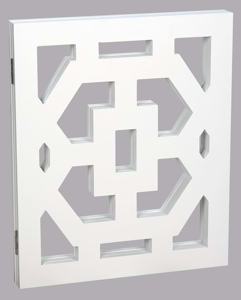 Etna Products 3-Panel Solid Wood Pet Gate - White Art Deco Design (photo 3)