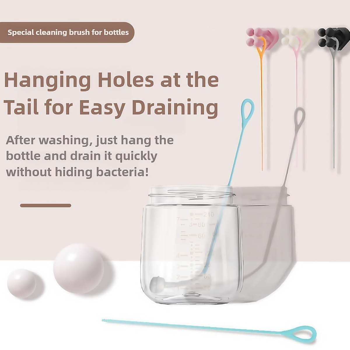 HXHKH 3Pcs Silicone Straw Cleaner Brush, Reusable Straw Brush Extra Long for Cleaning Metal Glass Smoothie Straws and (photo 4)