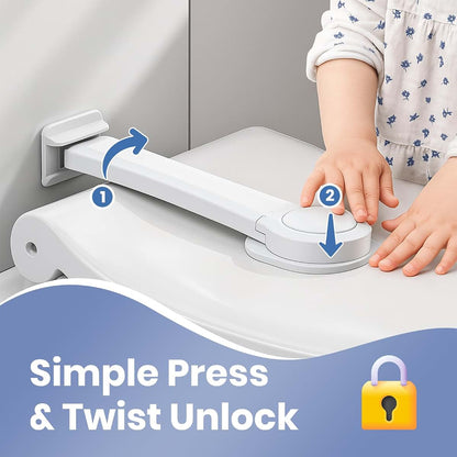Toilet Seat Locks Kit for Baby Proofing Cabinets (8.5" L x 3" W)