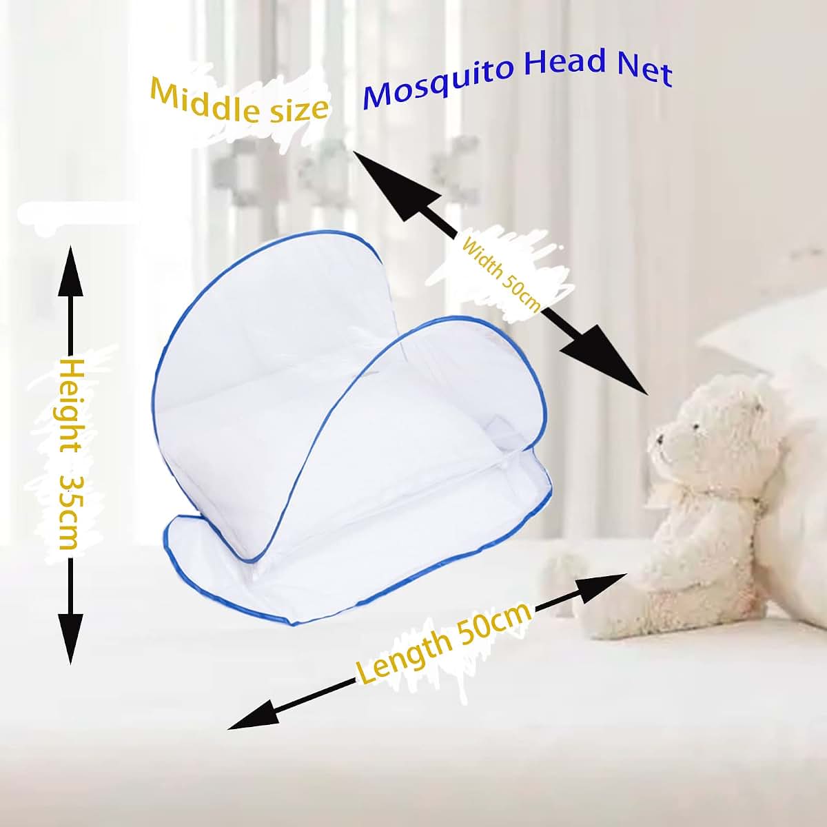 CMINGJ Portable Mosquito Head Net Pop-Up Foldable Travel Mosquito Net for Bed Medium