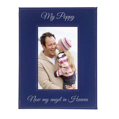 CustomGiftsNow My Poppy Now My Angel In Heaven Laser Engraved Faux Leather Picture Frame