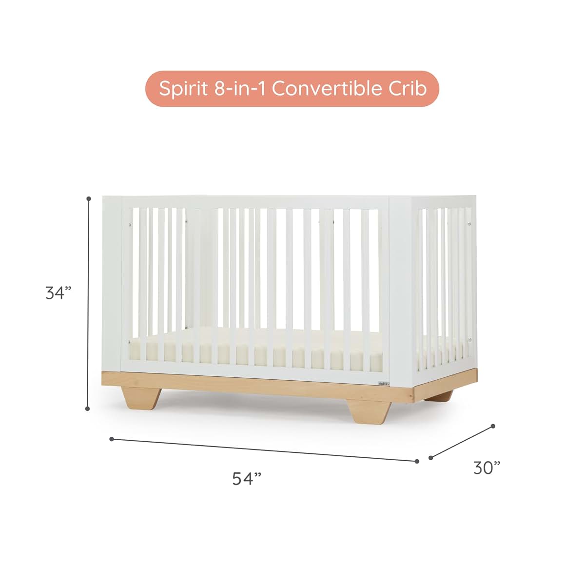 Dadada Baby Spirit 8-in-1 Convertible Crib in Beechwood
