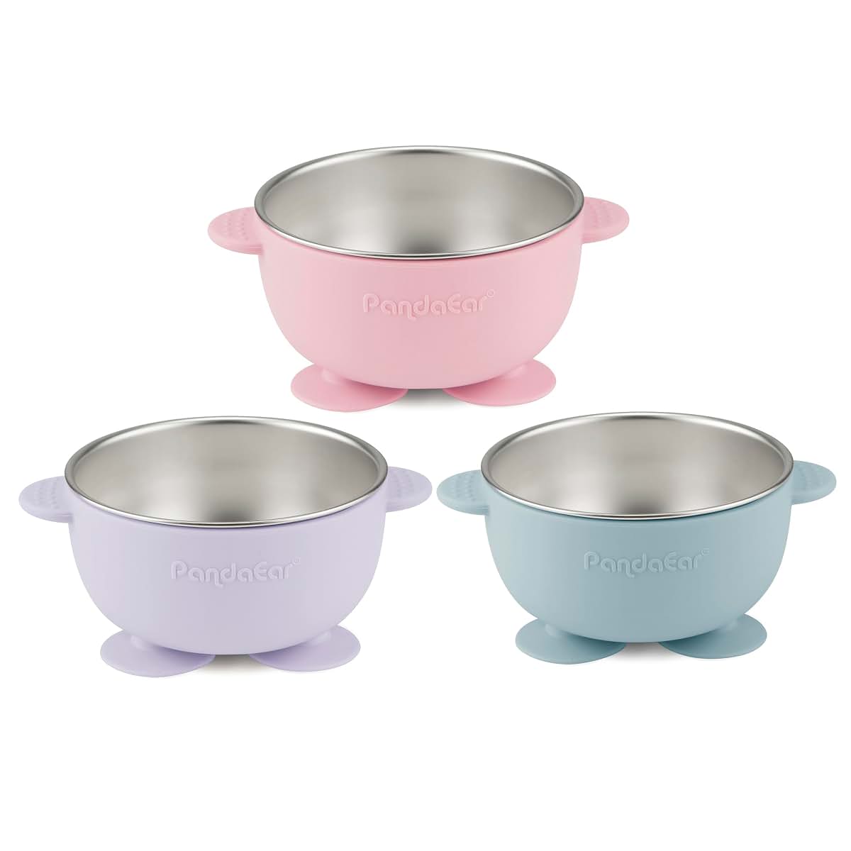 Pandaear Stainless Steel Suction Bowls Set