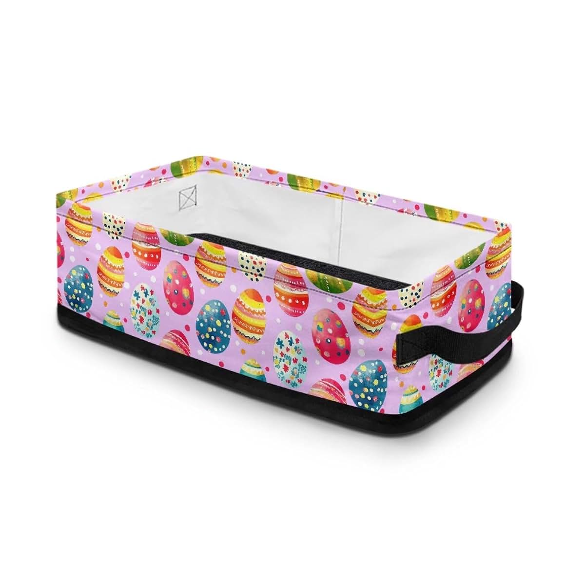 YUVAMAGIMO Colorful Eggs Fabric Storage Bin With Handles