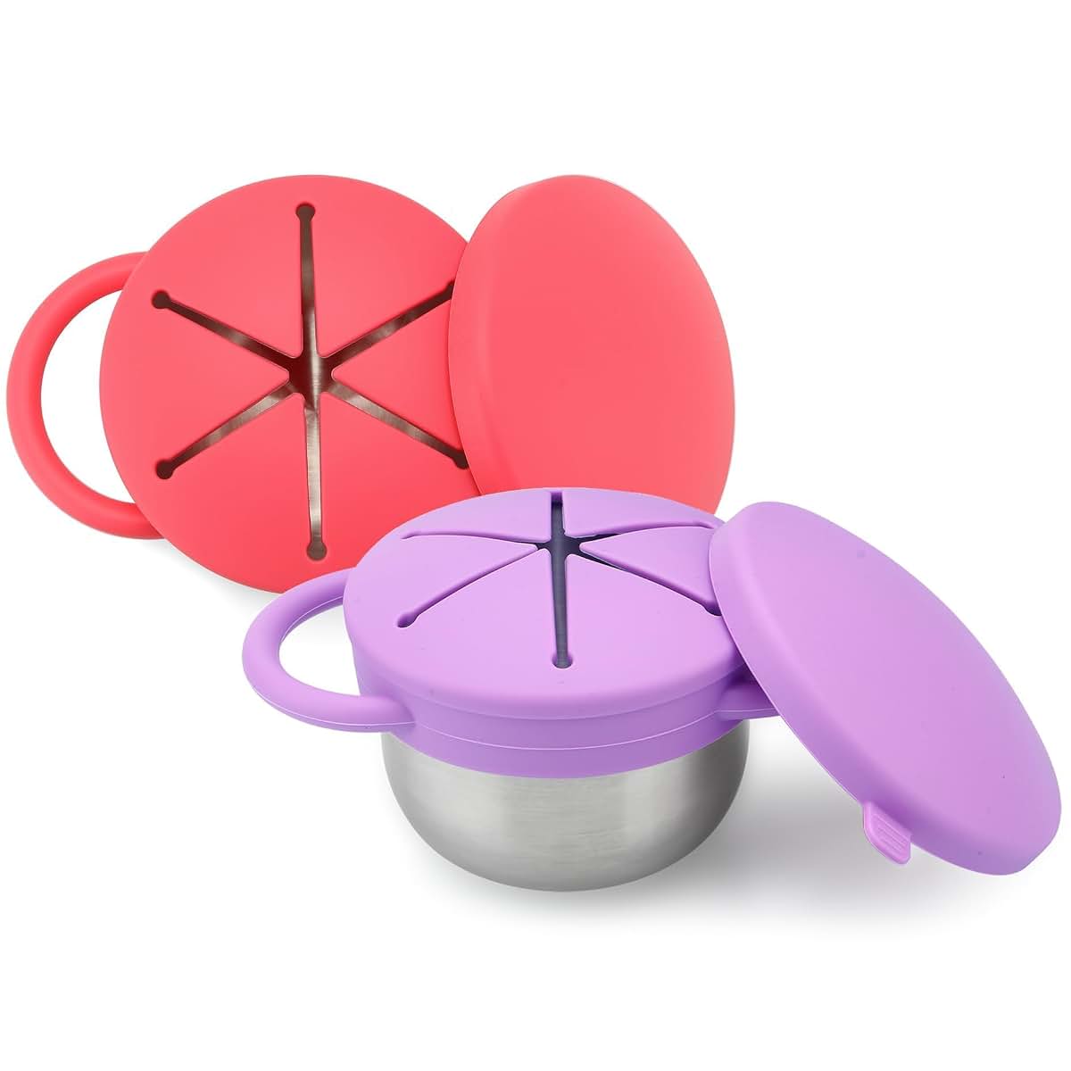 PandaEar Stainless Steel Toddler Snack Cups 2 Pack