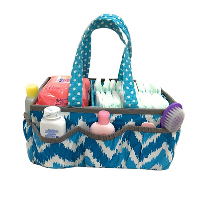 Bacati Mix and Match Nursery Fabric Storage Caddy, Turquoise (photo 4)