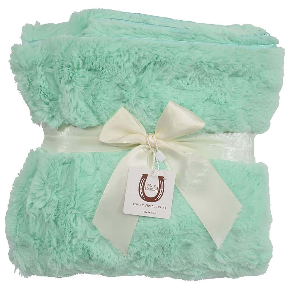 Max Daniel Designs Luxe Mint Bunny Baby Throw Double Sided Piped Edge