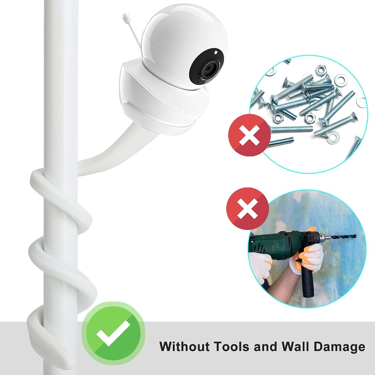 SUTINE Baby Monitor Mount for Nanit Pro with Flex Stand, 17" Flexible Goose Neck, 1/4 Screw, White