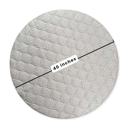 Byrd & Blume Round Baby Play Mat, Gray Stars And Solid Gray 40 Inch (photo 3)