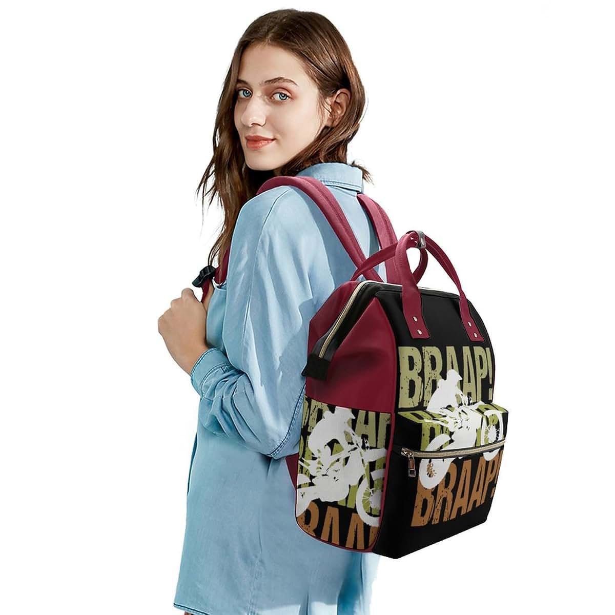 Dirt Bike Motocross Travel Backpack Diaper Bag Lightweight Shoulder Bag