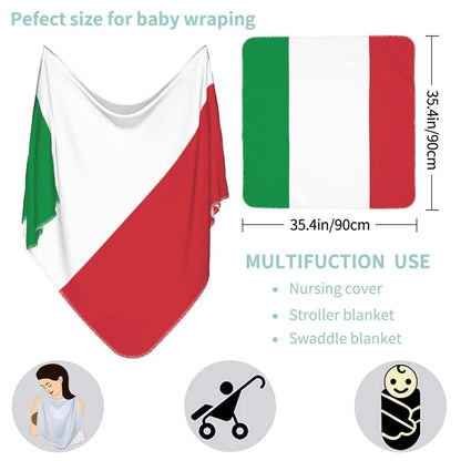 CUTEDWARF Italian Flag Baby Blanket Receiving Blanket Swaddle Wrap for Newborn Infant