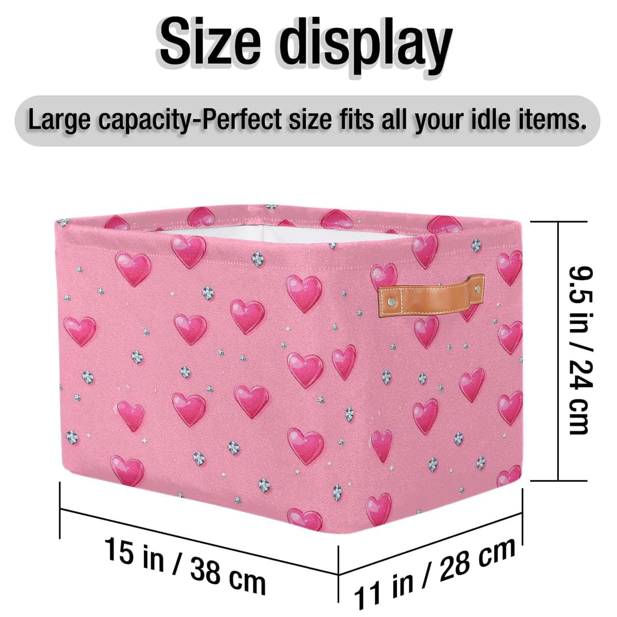 WNRRNW Rectangular Storage Bins With Pink Hearts And Diamonds