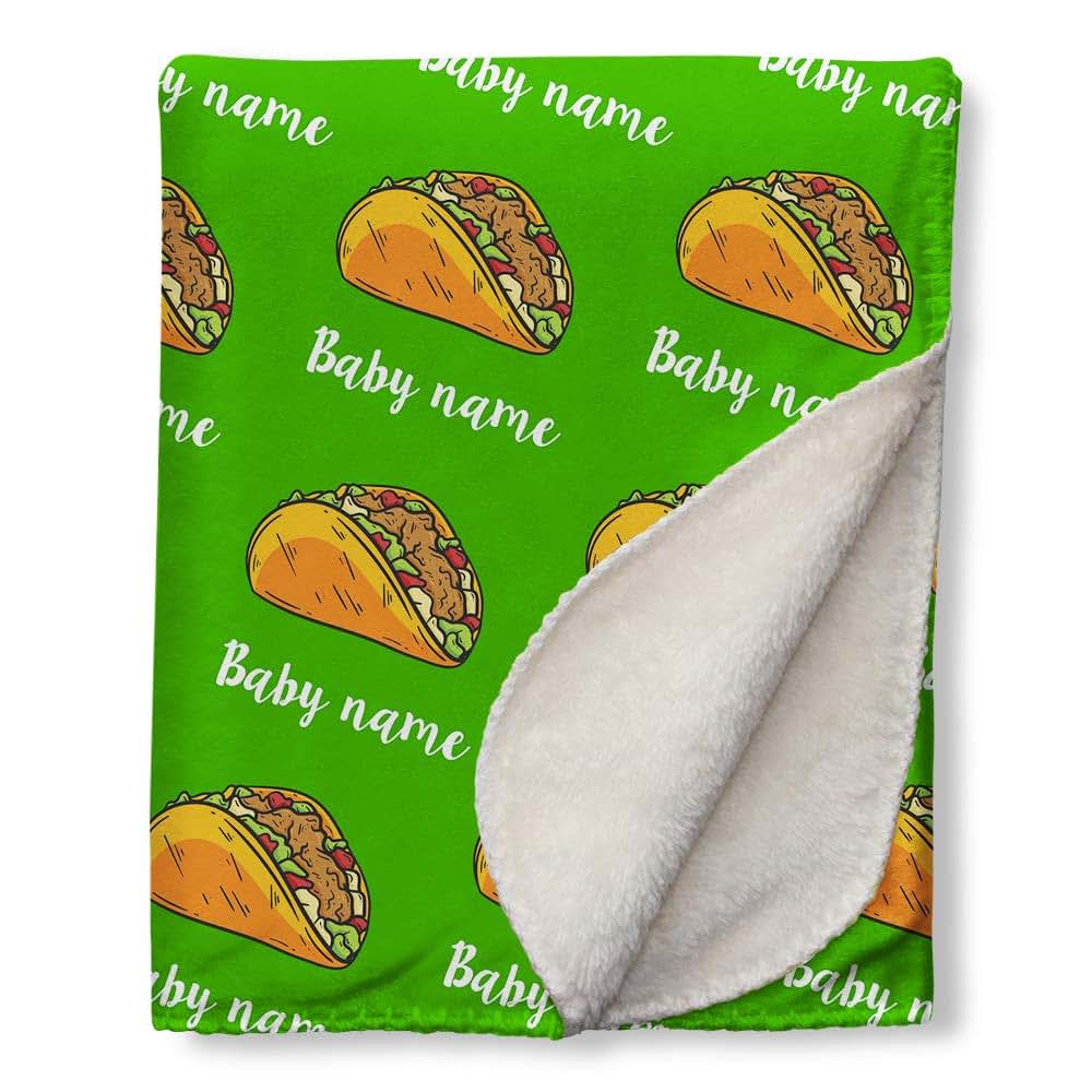 NICTIMEID Funny Taco Custom Throw Blanket With Baby Name