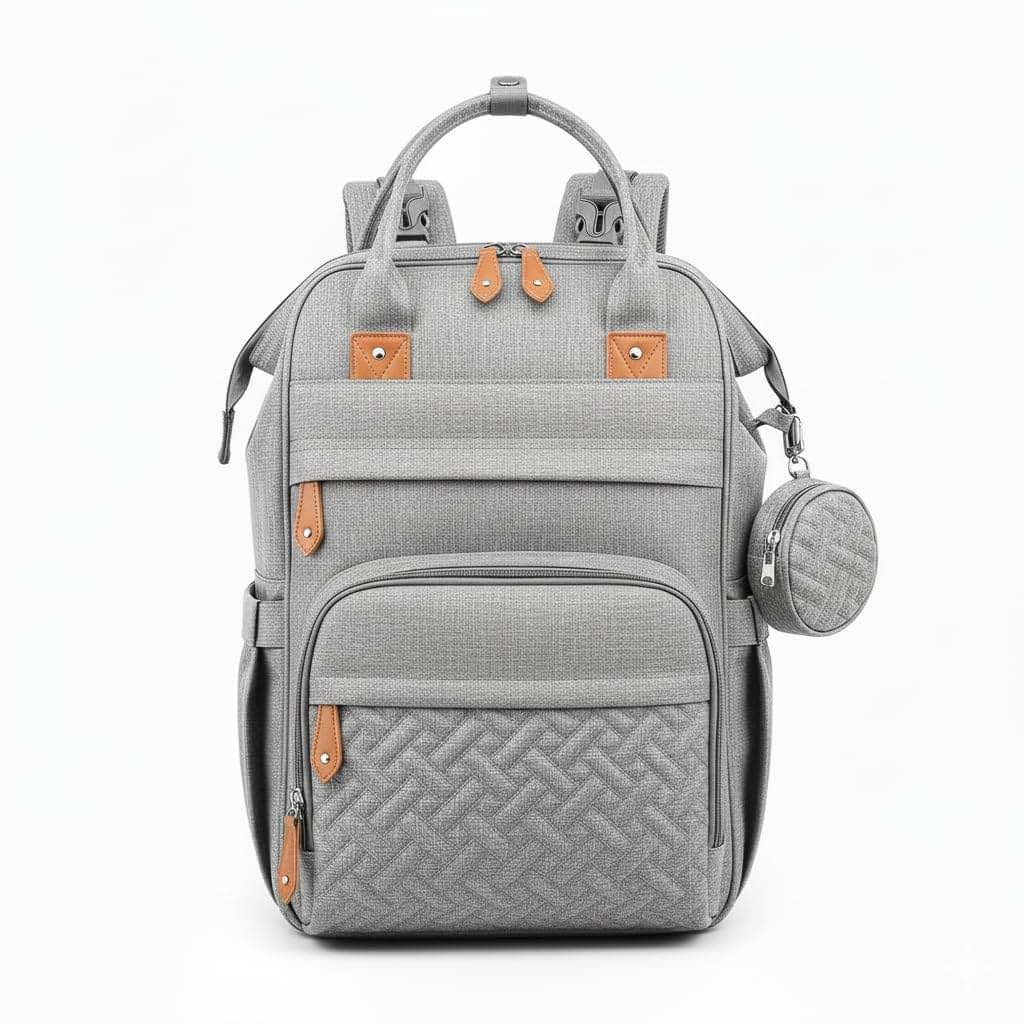 Kirli Diaper Bag Backpack with Insulated Holders, Light Gray