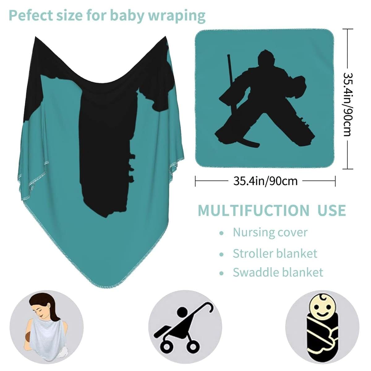 SEAEAGLE Hockey Goalie Baby Blanket for Newborn Neutral