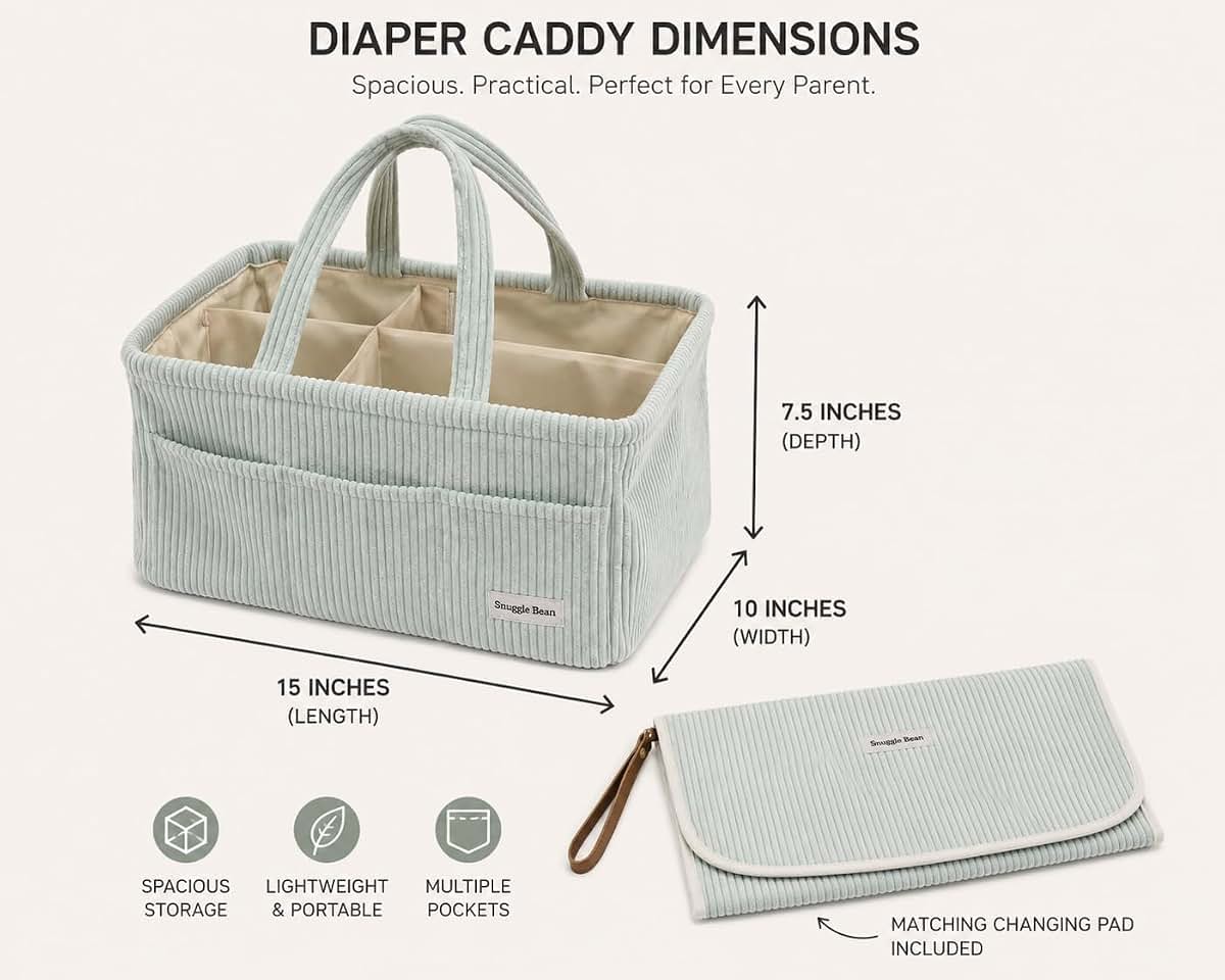 Snuggle Bean Diaper Caddy Organizer with Changing Pad Set (photo 3)