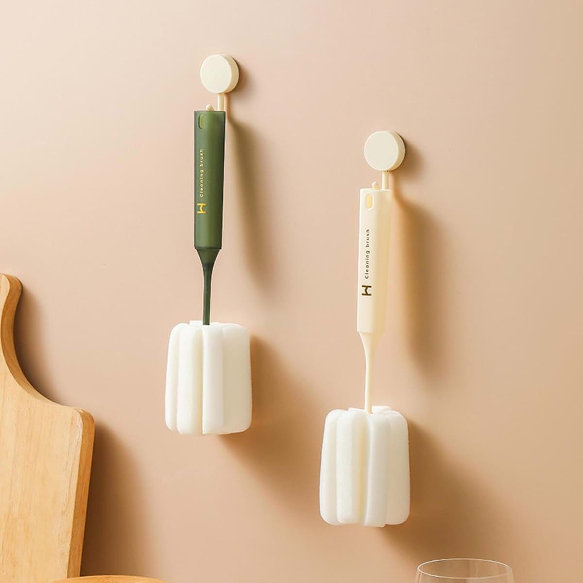 Kayno Long Handle Sponge Bottle Brush - Beige (photo 2)