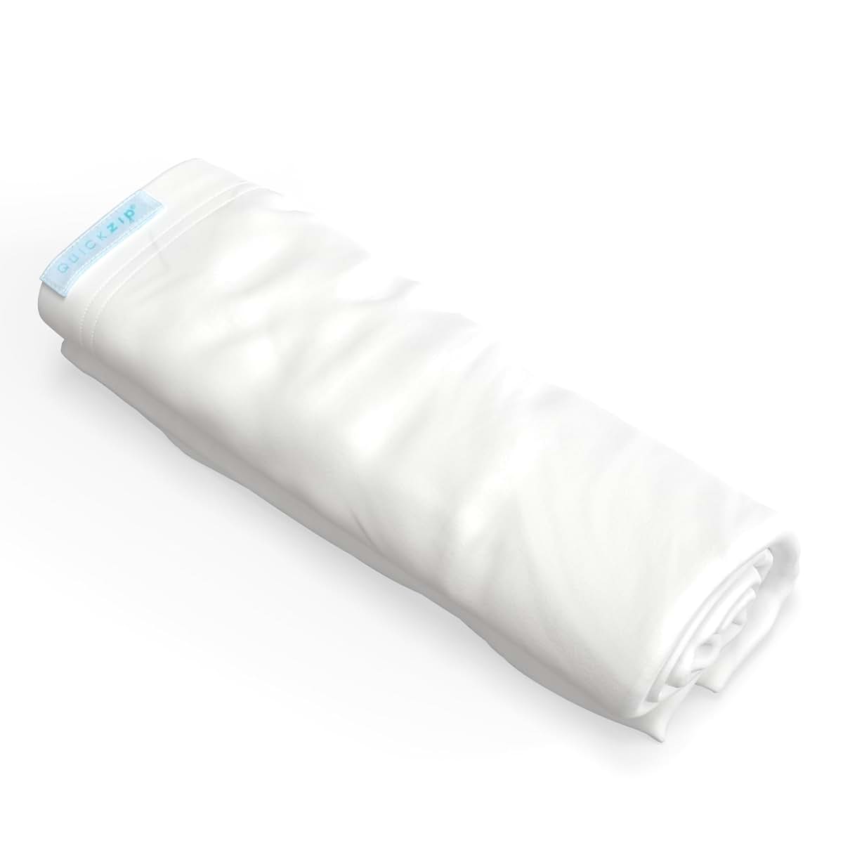 QuickZip Crib Extra Zip-On Sheet in White 100% Cotton for Standard Crib Mattresses