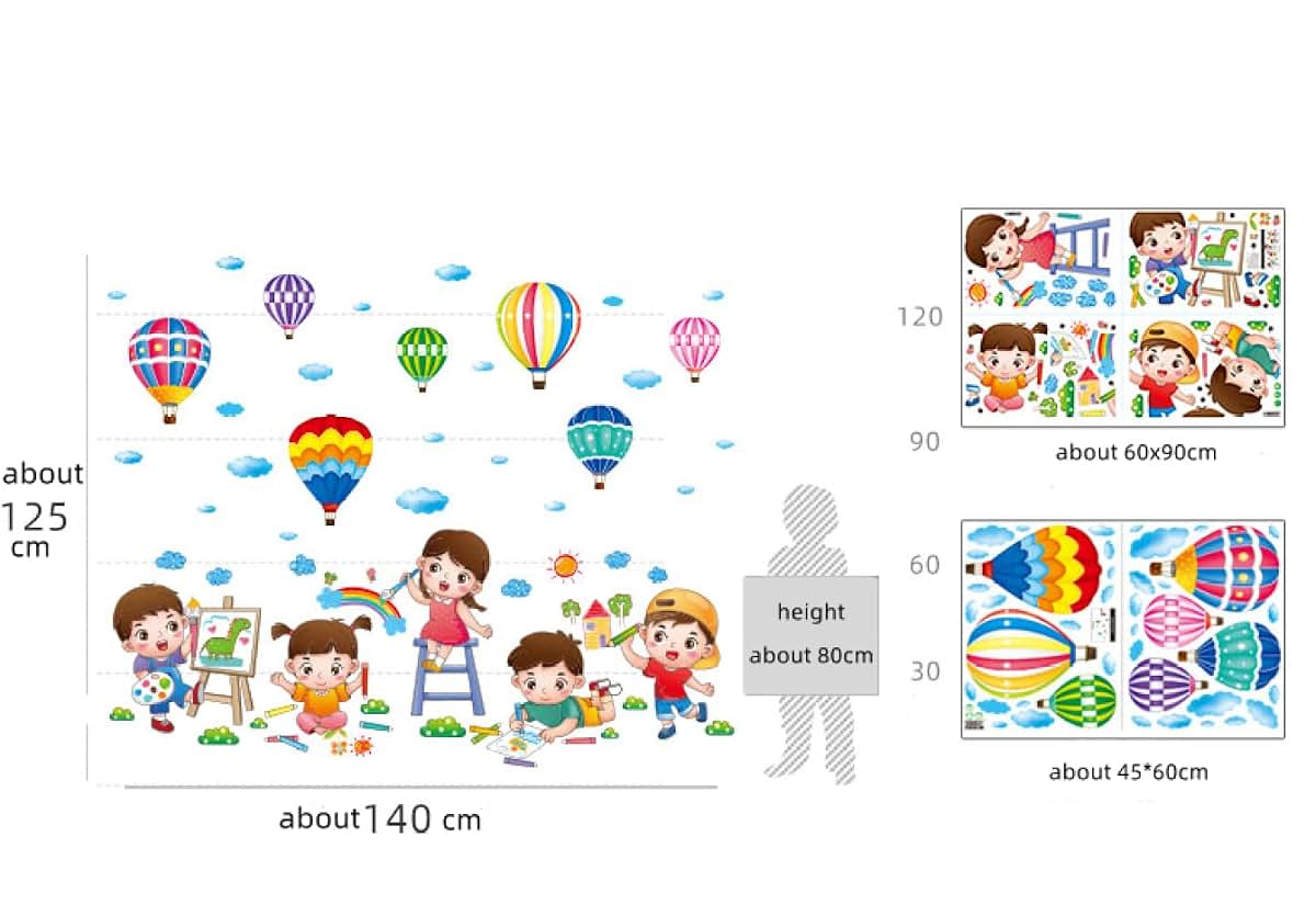 NOBRIM DIY Hot Air Balloons Cartoon Wall Decals
