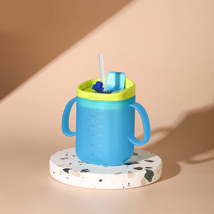 Emasdgeey Blue Cartoon Milk Cup With Straw And Leakproof Lid (photo 3)