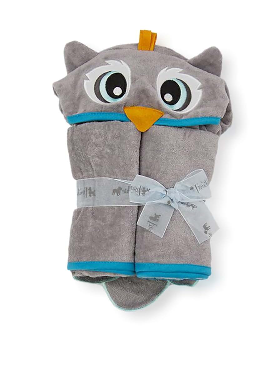 Frenchie Mini Couture Hooded Towel Owl One of a Kind Toddler Towel, Grey, 54" x 30" 100% Cotton Velour Animal Character