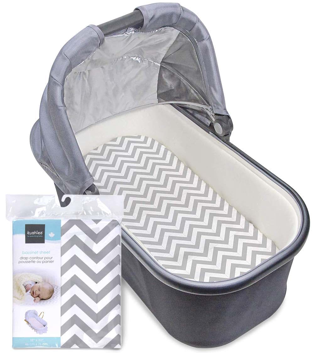 Kushies Baby Fitted Bassinet Sheet, Grey Chevron