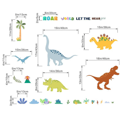 Amimagen Dinosaur Wall Stickers, 2-Pack Self-Adhesive PVC Decals for Nursery