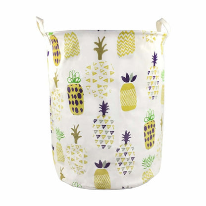 Orino Pineapple Canvas Folding Storage Bin, Yellow, 19 Inch