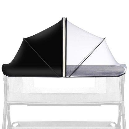 BabyOneStop Bassinet Net Cover with Two-Way Zipper and Light-Blocking Side, Breathable Mesh, Ink-Shadow White