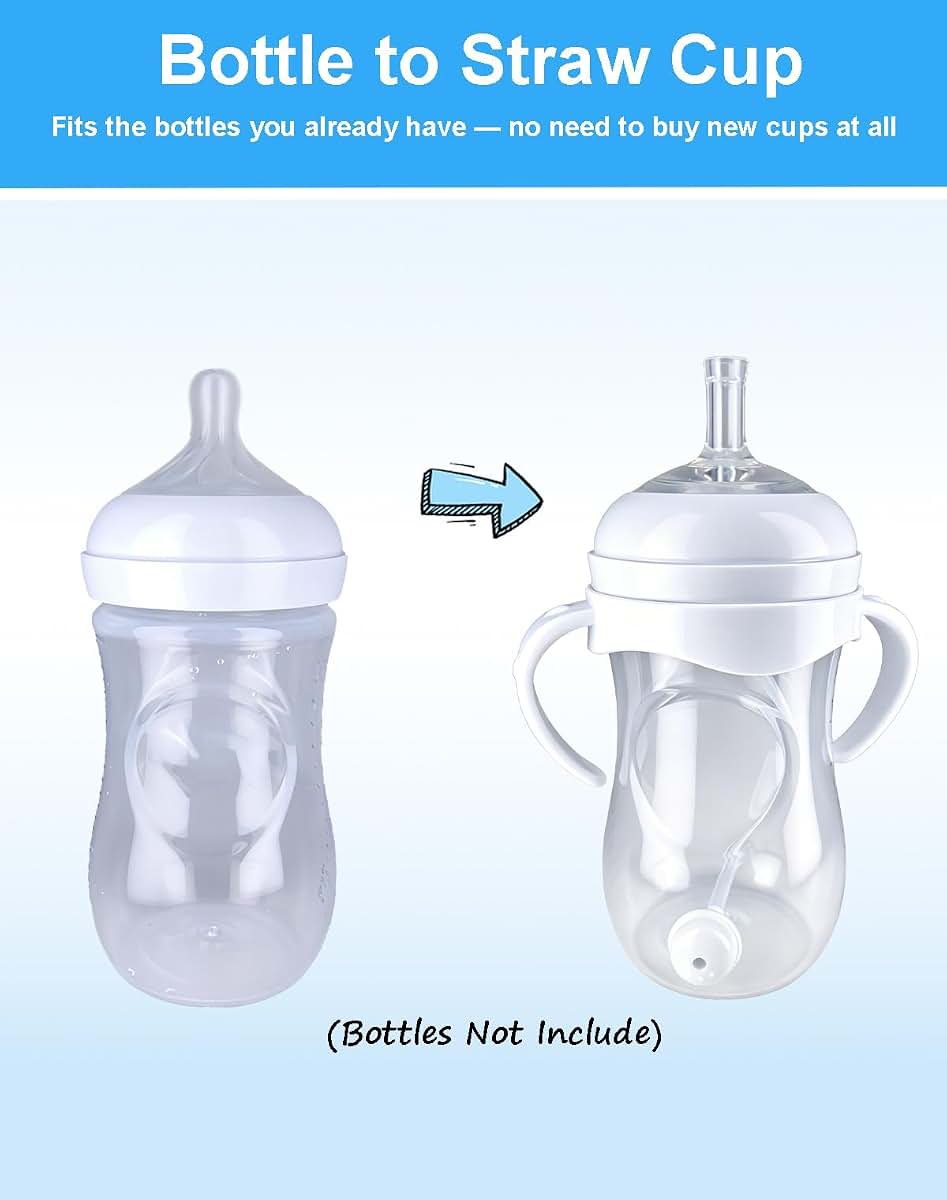 Honeykin Straw Cup Conversion Kit for Philips Avent Natural Baby Bottles, Weighted Straw Transition Set with Soft (photo 2)